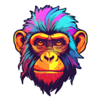 kleurrijk koel aap hoofd knal kunst stijl, aap sticker, pastel schattig kleuren, generatief ai png