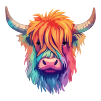montagnes vache moderne pop art style, coloré montagnes vache illustration, pastel autocollant mignonne couleurs, ai généré. png