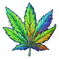 bunt Marihuana Gras Blatt modern Pop Kunst Stil, Cannabis Aufkleber, Pastell- süß Farben, ai generiert. png