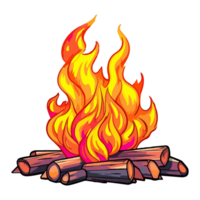 bunt Kamin, Lagerfeuer mit Baum Bäume, Zweige trennen Karikatur Stil, draussen Aktivitäten Lager, Pastell- süß Farben, generativ ai. png