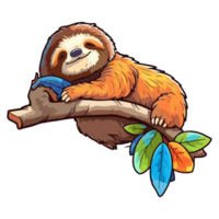 Sloths modern pop art style, Colorful Sloths illustration, Sloths pastel sticker cute colors, . png