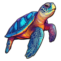 Colorful Sea Turtle modern pop art style, Sea Turtle illustration, simple creative design, . png