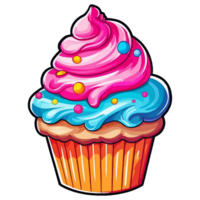 Colorful cupcake modern pop art style, cupcake Sticker, pastel cute colors,  AI generated. 24553596 PNG