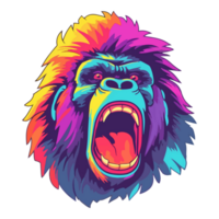 Colorful gorilla head, gorilla head stickers cartoon style, Pastel cute colors, . png