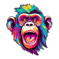 Colorful Cool Monkey Head pop art style, Monkey Sticker, pastel cute colors, png