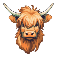 Highland Cow modern pop art style, Colorful Highland Cow illustration, pastel sticker cute colors, . png