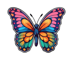 bunt Schmetterling Logo, Schmetterling Aufkleber, Pastell- süß Farben, ai generiert. png