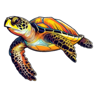 färgrik hav sköldpadda modern pop- konst stil, hav sköldpadda illustration, enkel kreativ design, ai genererad. png