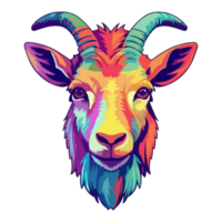 Goat modern pop art style, Colorful Goat illustration, pastel sticker cute colors, . png