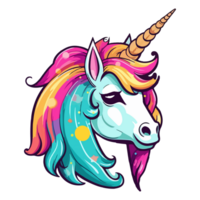 Einhorn modern Pop Kunst Stil, bunt Einhorn Illustration, Pastell- Aufkleber süß Farben, ai generiert. png