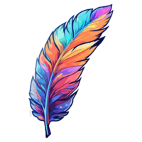 colorida pássaro pena logotipo, pena adesivo, pastel fofa cores, generativo ai. png