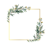 Gold geometrisch Blumen- Grün Blätter Frames png