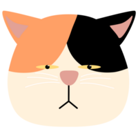 funny face cat head arrogant black and orange png