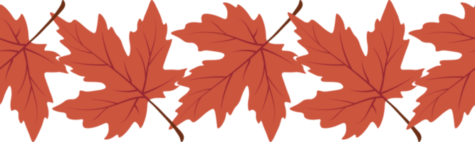 Autumn leaves seamless border  illustration. Repeating ornament. png