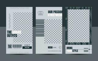 Modern urban futuristic streetwear fashion design for social media story template. vector