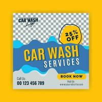 Car washing service social media post design, Web internet ads template. vector