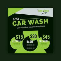 Car washing service social media post design, Web internet ads template. vector