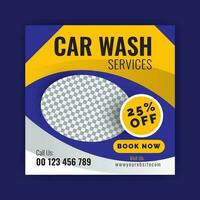 Car washing service social media post design, Web internet ads template. vector