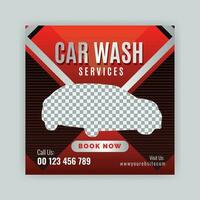 Car washing service social media post design, Web internet ads template. vector