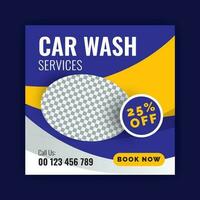 Car washing service social media post design, Web internet ads template. vector