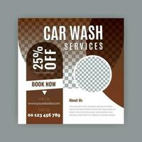 Car washing service social media post design, Web internet ads template. vector