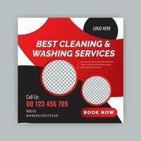 Car washing service social media post design, Web internet ads template. vector