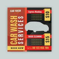 Car washing service social media post design, Web internet ads template. vector