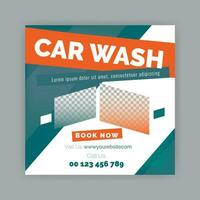 Car washing service social media post design, Web internet ads template. vector