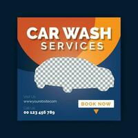 Car washing service social media post design, Web internet ads template. vector