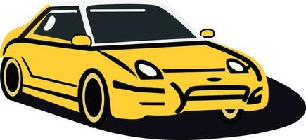 Isolated Yellow Car Icon In Flat Style. vector