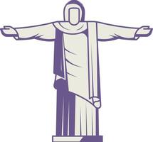 plano Cristo el redentor icono en Violeta y gris color. vector