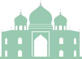 Pastel Green And White Taj Mahal Flat Icon. vector