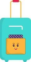 Happy Trolley Bag Cartoon Character On White Background. vector