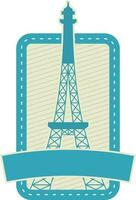 Blank Ribbon With Eiffel Tower Against Square Background In Teal And Beige Color. vector