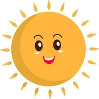 Laughing Sun Cartoon Character Over White Background. vector