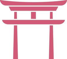 Pink Torii Gate Icon In Flat Style. vector
