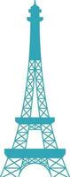 Flat Illustration Of Eiffel Tower Icon In Teal And White Color. vector