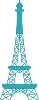 Flat Illustration Of Eiffel Tower Icon In Teal And White Color. vector