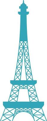Flat Illustration Of Eiffel Tower Icon In Teal And White Color.