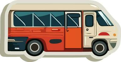 Sticker Style Colorful Bus Icon. vector