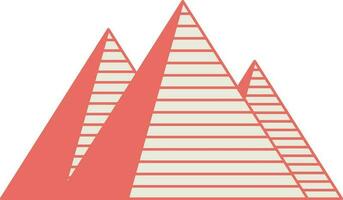 plano estilo giza pirámide icono en naranja y gris color. vector