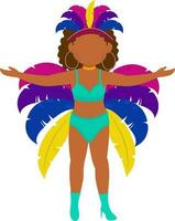 Illustration of Faceless Female Samba Dancer Character In Standing pose. vector