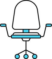 Flat Style Office Chair Icon In Turquoise And White Color. vector