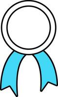 Turquoise And White Ribbon Icon In Flat Style. vector