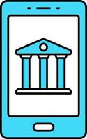 Online Banking Icon In Turquoise And White Color. vector