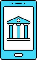 Online Banking Icon In Turquoise And White Color. vector