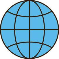 Blue Globe Icon In Flat Style. vector