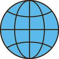 Blue Globe Icon In Flat Style. vector