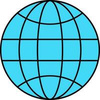 Turquoise Globe Icon In Flat Style. vector