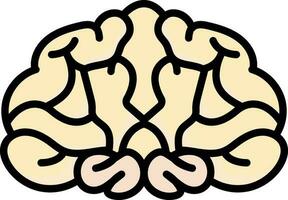 Pastel Yellow Human Brain Icon In Flat Style. vector